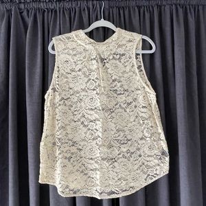 Lace Tank High Collar Blouse